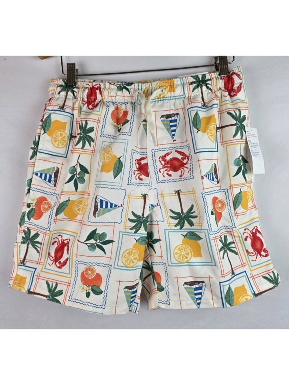 Old Navy Mens Swim Trunk Size Small Crab Fruit Lined Swimsuit Swim Shorts UPF 40